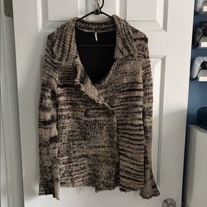 Free People Women’s Zebra Yarn Boho Double Breasted Wool Blend Cardigan Size S